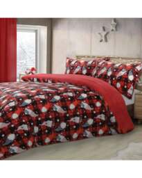 Velosso Gonks Check Flannel Printed Cotton Blend Duvet Cover and Pillowcase Set Red Single