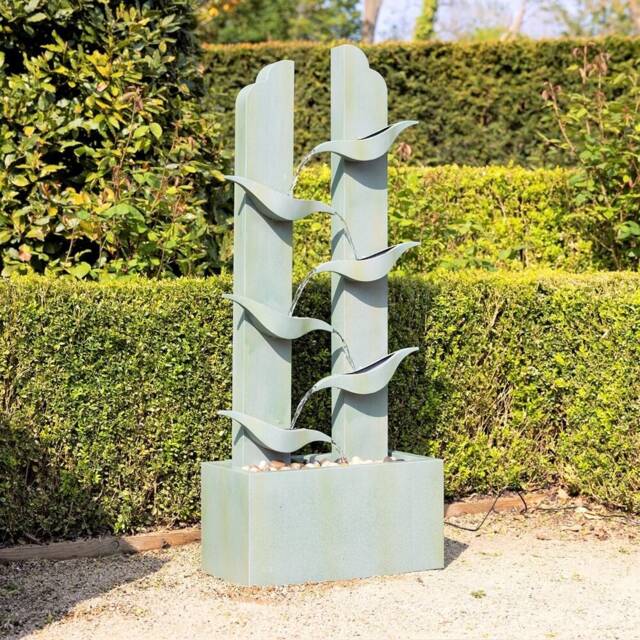 Elvas Tiered Cascading Zinc Water Feature With Lights 123cm