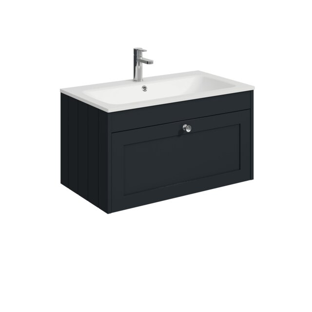 Balterley Wall Hung 1 Drawer Unit with Stone Basin 1 Tap Hole Grey 431 x 800 x 453mm