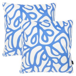 Cushion 43x43 Kyoto Fabric - Squiggle Leaf Blue