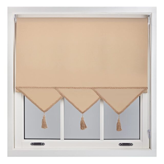 100cm Triangle Edge Sheer Linen Roller Blind Metal Fittings