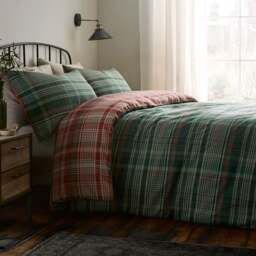 D & D Bennet Check Duvet Cover Set Green