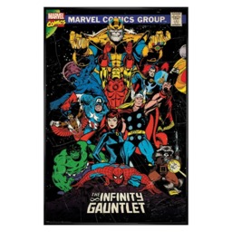 Gloss Black Framed Marvel Retro The Infinity Gauntlet Maxi Poster Multi