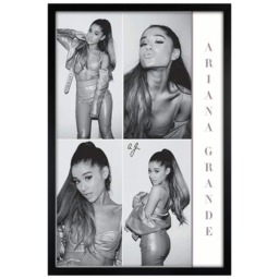 Black Wooden Framed Ariana Grande Black and White Maxi Poster Multi