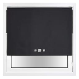 FURNISHED Blackout Roller Blind with Triple Square Eyelets Easy Fit Window Shade Black Black (W) 100cm x (L) 165cm