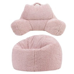 Icon Cuddle Cushion and Kids Kingston Teddy Berber Classic Bean Bag, Rose Dust