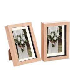 "Nicola Spring 5 x 7"" Photo Frames - Light Wood/Ivory Mount - 3D Picture Frame Box Portrait Display Case (20 x 15.5cm) Set of 2"
