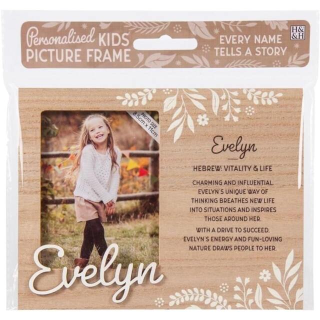 History & Heraldry Pre-Personalised Kids Wooden Picture Frame - Evelyn