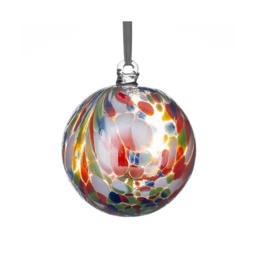 Sienna Glass Hanging Ornament 10cm Friendship Ball - Feather Design - Parrot