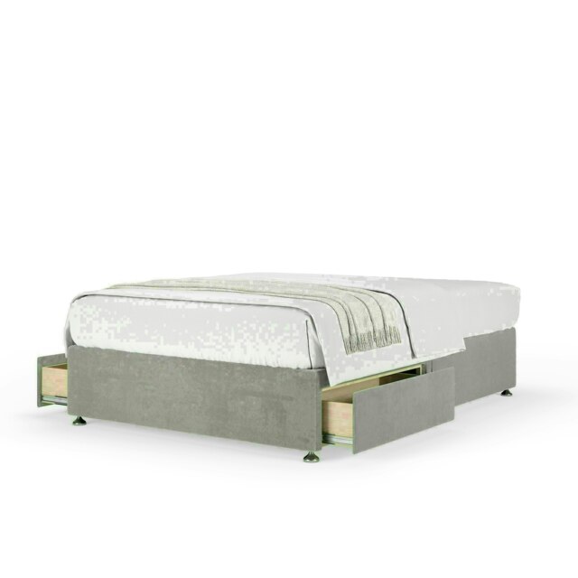 Seal Grey Naples Velvet 2 Drawer Divan Base Super King