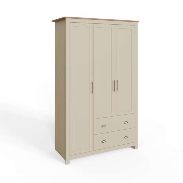 Lancaster 3 Door 2 Drawer Wardrobe Cream Cream