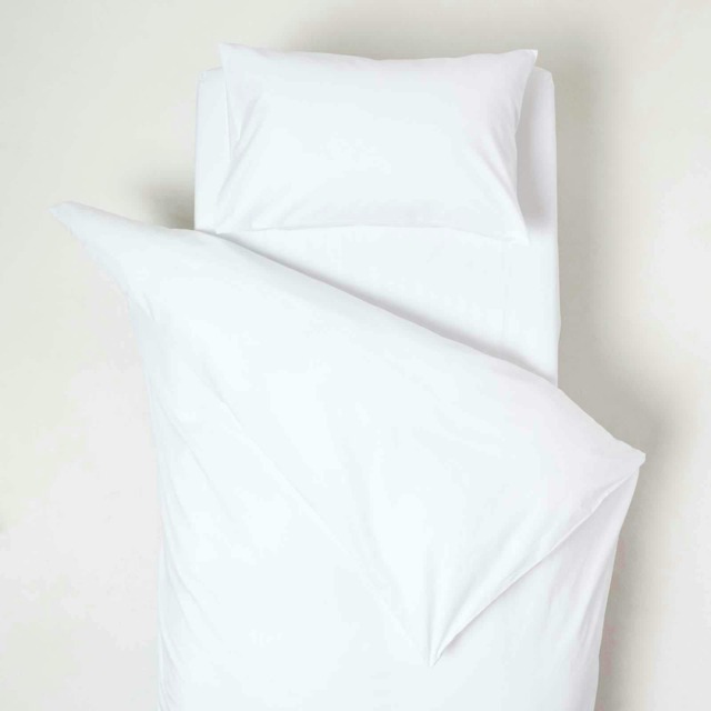 Homescapes White Cotton Cot Bed Duvet Cover Set - 200 Thread Count