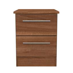 Carlton 2 Drawer Compact Bedside Cabinet in Noche Walnut (Ready Assembled) Brown Noche Walnut