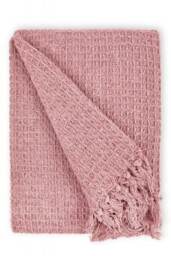 "Waffle Collection Recycled Cotton Throw in Blush Pink (70"" x 100"")"