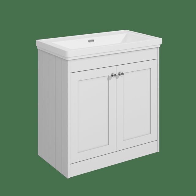 Balterley Floor Standing 2 Door Unit with Classic Basin No Tap Hole White 800 x 800 x 453mm