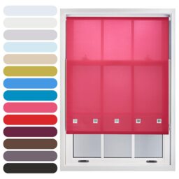 FURNISHED Roller Blinds Daylight Square Eyelet Light Filtering Easy Fit Trimmable Window Shade Pink Fuchsia