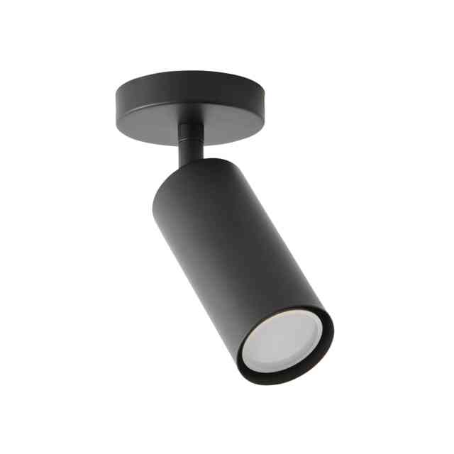 ValueLights Taylor Black Tube Single Adjustable Ceiling Spotlight and Bulb