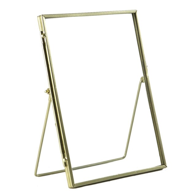 "Nicola Spring Standing Metal Photo Frame - Picture Frame Freestanding Frame Display Poster Frame Gold Gold 6"" x 8"""