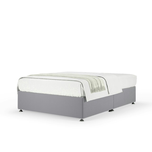 Neptune Spring Silver Plush Velvet Divan Set King Size
