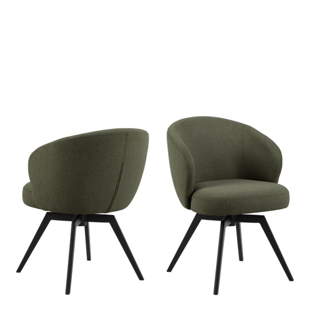 Darlene Dining Chair with Armrest and Swivel Function in Green