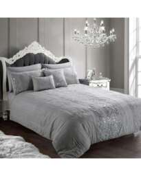 Intimates Amara Crinkle Pleated Sequin Duvet Cover & Pillowcase Set Silver Silver Single