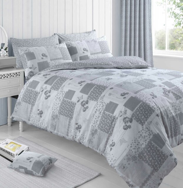 Velosso Maya Printed Cotton Blend Duvet Cover and Pillowcase Set Grey King