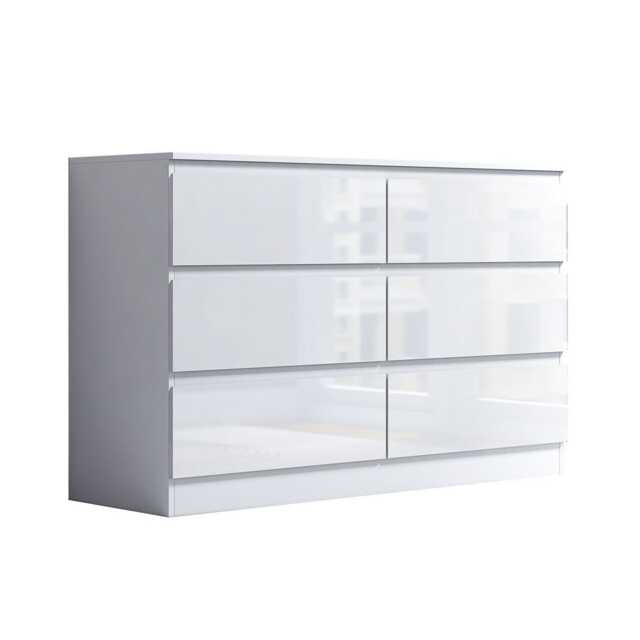 Fairfield Minimalist Large Chest of Drawers 6 Draw In Matt White White White 1