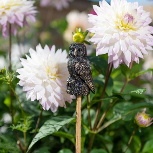 Cane Companions Figurine Antique Bronze Barn Owl