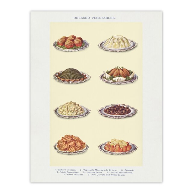 "Vegetable Side Dishes Kitchen Decor Mrs Beeton Huge Wall Art Poster Print 24X32"""