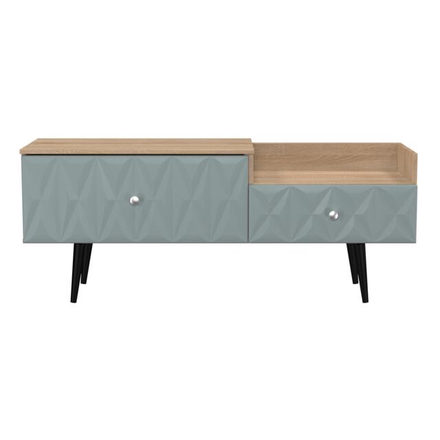Toledo 2 Drawer 2 Level Media Unit in Duck & Bardolino Oak (Ready Assembled) Blue Duck & Bardolino Oak