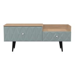 Toledo 2 Drawer 2 Level Media Unit in Duck & Bardolino Oak (Ready Assembled) Blue Duck & Bardolino Oak