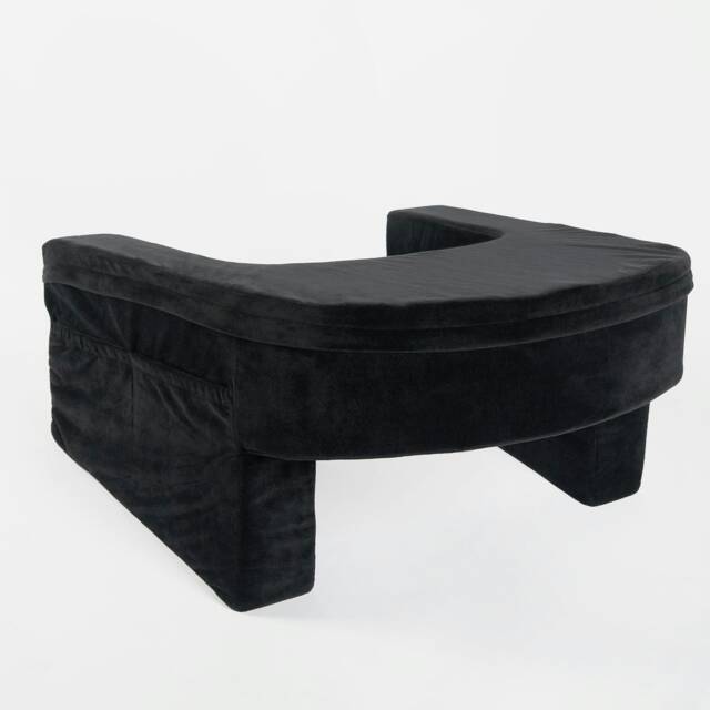 OHS Soft Comfy Armrest Reading Laptop Gaming Bed Desk Lap Pillow With Storage Pockets Black 65 x 56 x 34cm