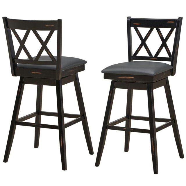 COSTWAY 74cm Set of 2 Bar Stools Counter Height Chair Black Black