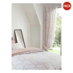Bedding & Beyond Metro Geometric Lined Curtains (Pack of 2) - Blush Pink/White - 54in x 66in Pink