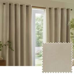 Yard Heavy Chenille Velvet Room Darkening Eyelet Curtains Cream