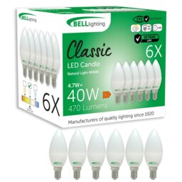 BELL Lighting E14 Dimmable LED Candle Natural White 4000K 4.7W Light Bulb