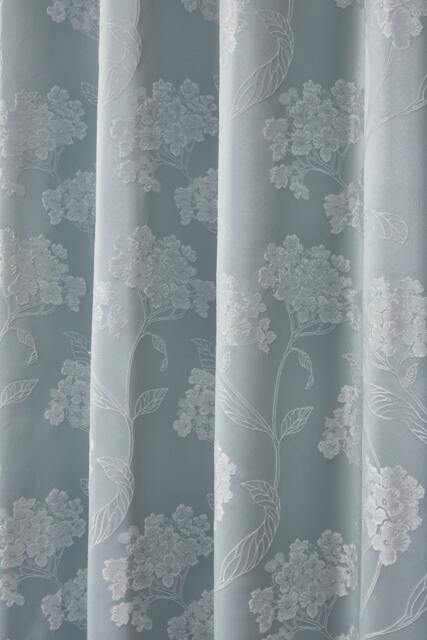 English Garden Lined Eyelet Jacquard Curtains 116cm x 137cm Duck Egg Blue Blue