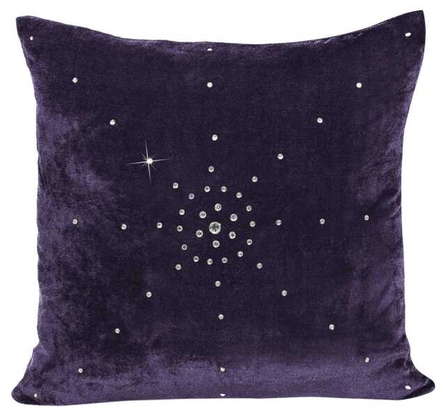 Luxury Soft Velvet Stud Gem Detail Cushion - 43cm x 43cm Red Plum