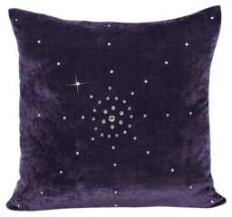 Luxury Soft Velvet Stud Gem Detail Cushion - 43cm x 43cm Red Plum