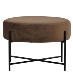 Lakeland Furniture Avon Mocha Brown Velvet Black Leg 1 Foot Stool