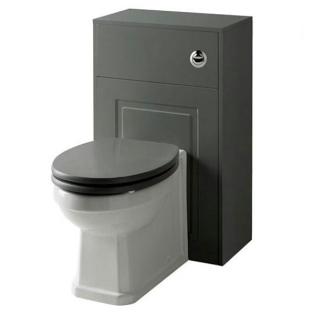 Bathroom Traditional Back to Wall Toilet with Soft Close Seat and WC Unit 500mm Wide - Matt Grey - (Aberdeen) Grey Grey 1