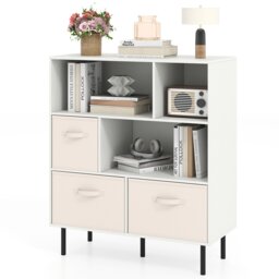 COSTWAY 6 Cube Bookshelf 3 Tier Bookcase with 3 Removable White