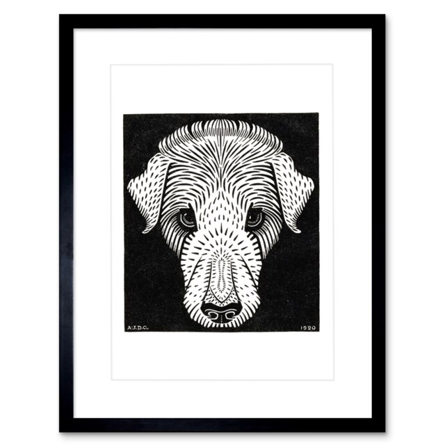 "Dogs Head 1920 Black White Julie De Graag 9x7"" Black Framed Wall Art Print"