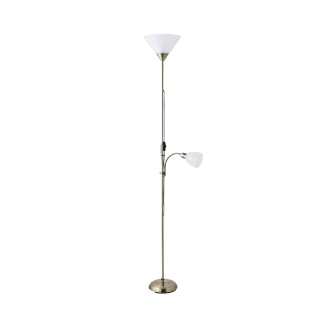 ValueLights Mozz Antique Brass Mother and Child Floor Lamp Bronze