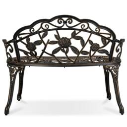 Yaheetech Outdoor Metal Bench Patio Park Garden Bench Bronze Bronze