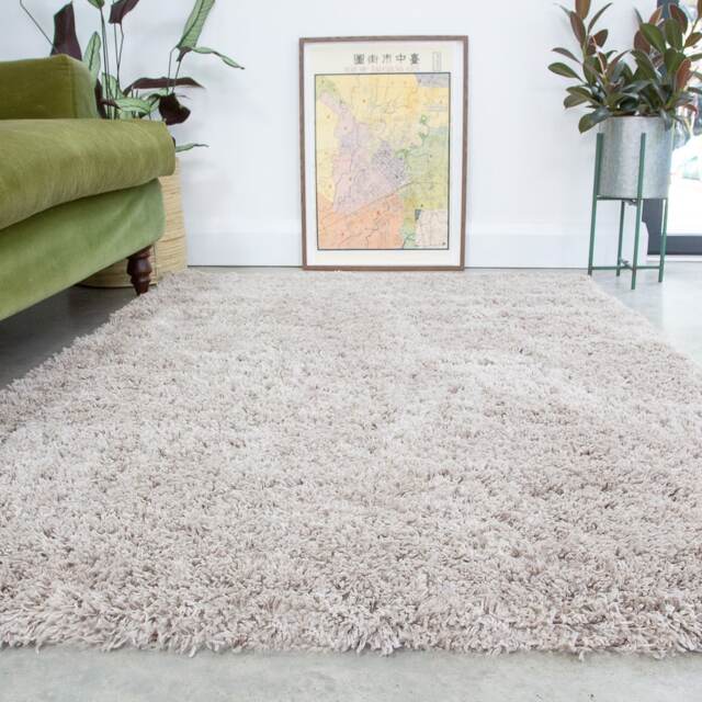 KUKOON Beige Soft Shaggy Rug Cream Fluffy Deep Pile Warm Bedroom Carpet Runner Mat 120cm x 170cm