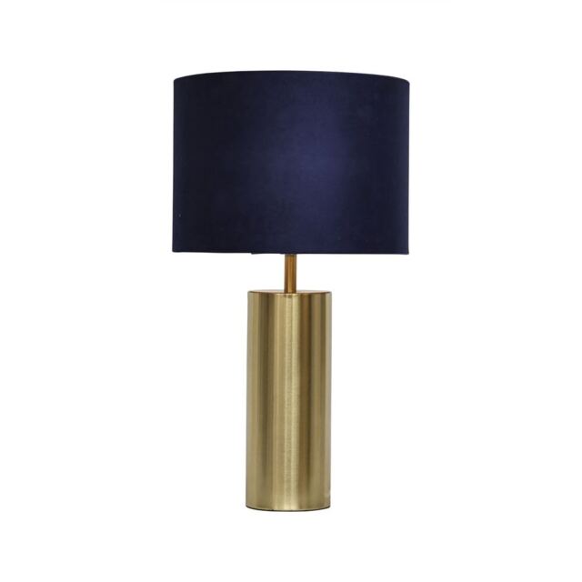 Amber - Gold Touch Operated 40cm Table Lamp Navy Blue Velvet Shade
