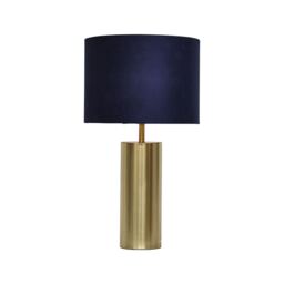 Amber - Gold Touch Operated 40cm Table Lamp Navy Blue Velvet Shade