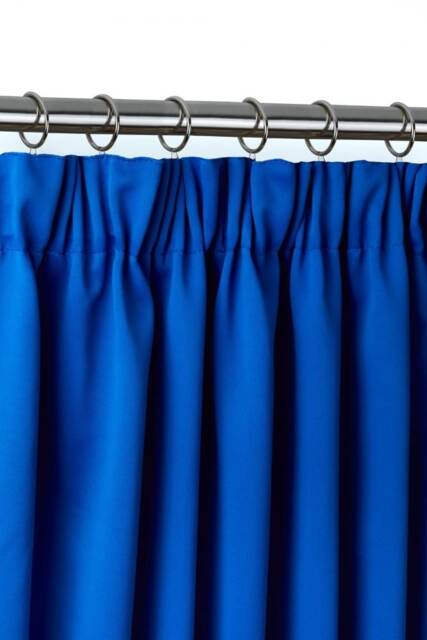 Essential Woven Thermal Blackout Pencil Pleat Curtains 228cm x 228cm Blue Blue Blue
