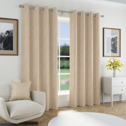 Enhanced Living Chester Natural 90 x 90 inch (229x229cm) Eyelet Thermal Noise Reducing Blackout Curtains (PAIR) Brown Natural 2